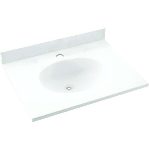 Solid Surface 25-in x 19-in Integral Single Sink Bathroom Vanity Top in White