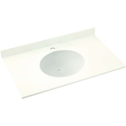 Solid Surface 25-in x 22-in Integral Single Sink Bathroom Vanity Top in Tahiti Ivory