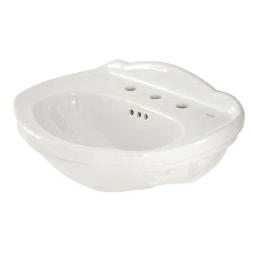 25-in Pedestal Bathroom Sink with 3 Faucet Holes Drilled and Overflow, Less Pedestal