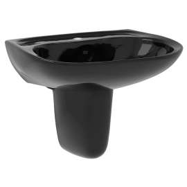 26-in Wall Mounted Bathroom Sink with Single Faucet Hole Drilled and Overflow in Ebony