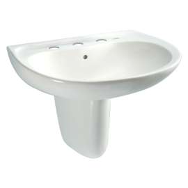26-in Wall Mounted Bathroom Sink with 3 Faucet Holes Drilled, Overflow and SanaGloss Ceramic Glaze