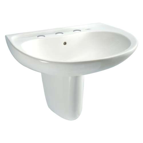 26-in Wall Mounted Bathroom Sink with 3 Faucet Holes Drilled, Overflow and SanaGloss Ceramic Glaze