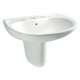 Prominence LHT242.8G#01 26-in Wall Mounted Bathroom Sink with 3 Faucet Holes Drilled, Overflow and SanaGloss Ceramic Glaze in Cotton