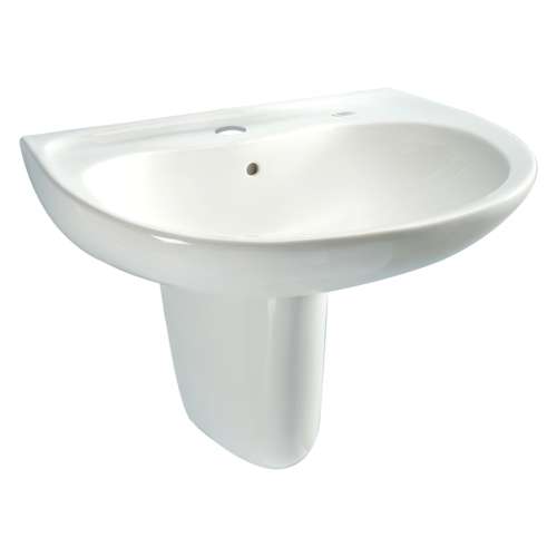 26-in Wall Mounted Bathroom Sink with Single Faucet Hole Drilled, Overflow and SanaGloss Ceramic Glaze in Cotton