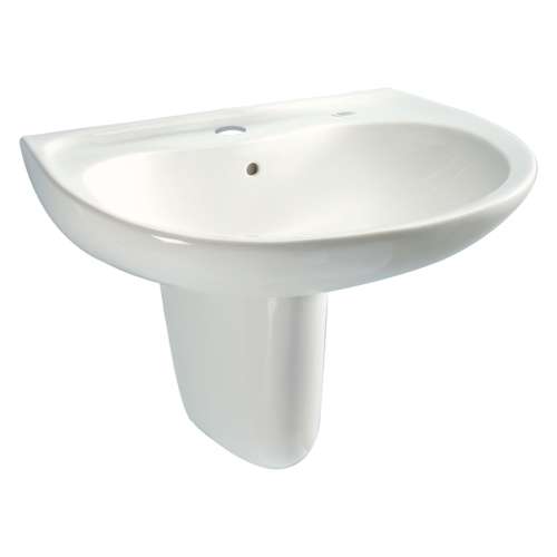 26-in Wall Mounted Bathroom Sink with Single Faucet Hole Drilled, Overflow and SanaGloss Ceramic Glaze in Colonial White