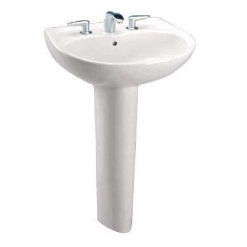 22-7/8-in Pedestal Bathroom Sink with 3 Faucet Holes Drilled, Overflow and SanaGloss Ceramic Glaze, Pedestal Included