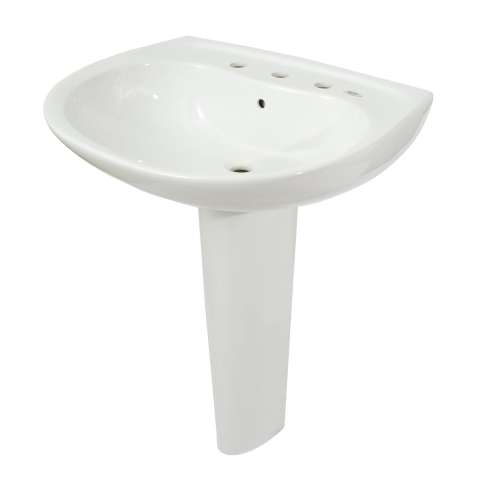 26-in Pedestal Bathroom Sink with 3 Faucet Holes Drilled, Overflow and SanaGloss Ceramic Glaze, Pedestal Included