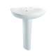 26-in Pedestal Bathroom Sink with 3 Faucet Holes Drilled, Overflow and SanaGloss Ceramic Glaze, Pedestal Included in Colonial White