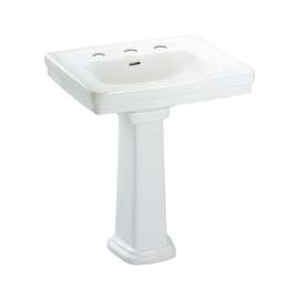 LPT532.8N Promenade 24-in Pedestal Bathroom Sink with 3 Faucet Holes Drilled and Overflow, Pedestal Included