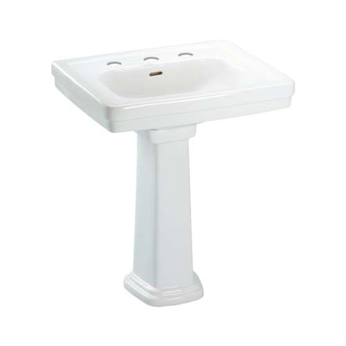 LPT532.8N Promenade 24-in Pedestal Bathroom Sink with 3 Faucet Holes Drilled and Overflow, Pedestal Included