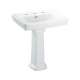 24-in Pedestal Bathroom Sink with 3 Faucet Holes Drilled and Overflow, Pedestal Included in Cotton