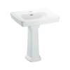 24-in Pedestal Bathroom Sink with Single Faucet Hole Drilled and Overflow, Pedestal Included in Cotton