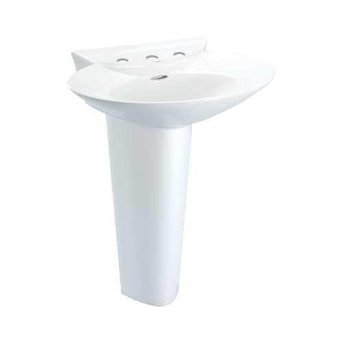 25-5/8-in Pedestal Bathroom Sink with 3 Faucet Holes Drilled and Overflow, Pedestal Included