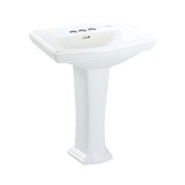 27-in Pedestal Bathroom Sink with 3 Faucet Holes Drilled and Overflow, Pedestal Included