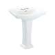Clayton LPT780.4#01 27-in Pedestal Bathroom Sink with 3 Faucet Holes Drilled and Overflow, Pedestal Included in Cotton