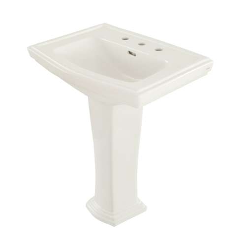 LPT780.8 Clayton 27-in Pedestal Bathroom Sink with 3 Faucet Holes Drilled and Overflow, Pedestal Included