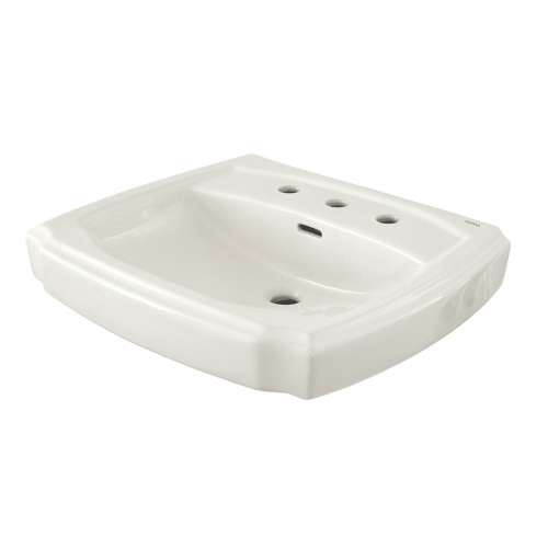 24-3/8-in Pedestal Bathroom Sink with 3 Faucet Holes Drilled and Overflow, Less Pedestal