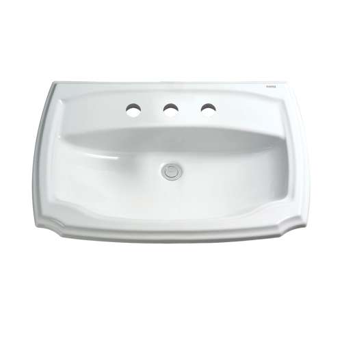 28-1/8-in Drop In Bathroom Sink with 3 Faucet Holes Drilled and Overflow