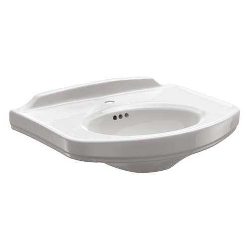 24-1/4-in Pedestal Bathroom Sink with Single Faucet Hole Drilled and Overflow, Less Pedestal