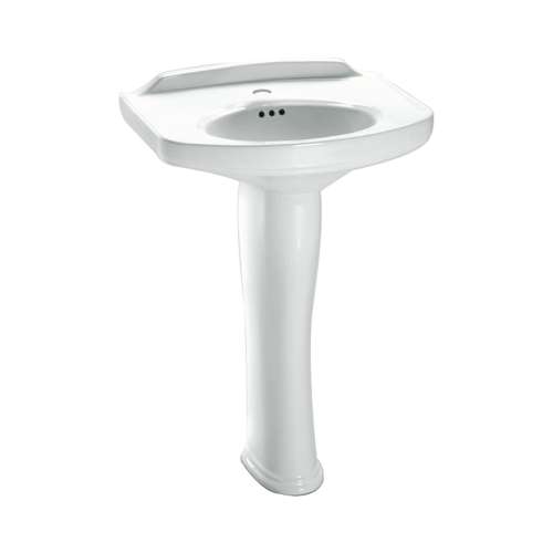 24-1/4-in Pedestal Bathroom Sink with Single Faucet Hole Drilled and Overflow, Pedestal Included
