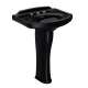 24-1/4-in Pedestal Bathroom Sink with 3 Faucet Holes Drilled and Overflow, Pedestal Included in Ebony