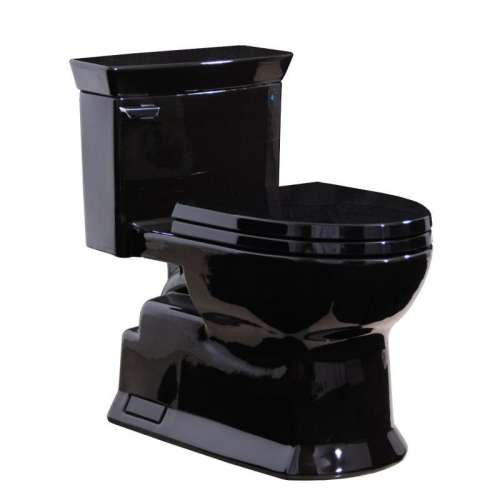 One Piece Elongated 1.28 GPF ADA Toilet with Double Cyclone Flush System - Seat Included in Ebony