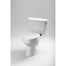 Eco Drake CST744ER#01 Two Piece Elongated 1.28 GPF Toilet with E-Max Flush System and Right-Hand Trip Lever - Seat Not Included in Cotton