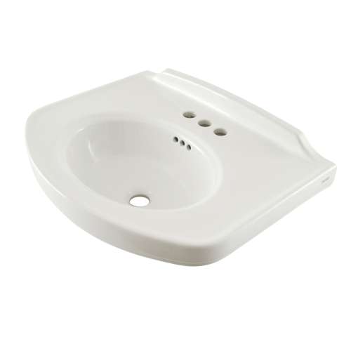 24-1/4-in Pedestal Bathroom Sink with 3 Faucet Holes Drilled and Overflow, Less Pedestal