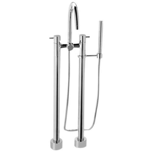 Residential Two Handle Freestanding Bathtub Faucet With Handheld Shower