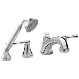 Vivian Deck-Mounted Bathtub Faucet Trim Kit With Handheld Shower And Lever Handles