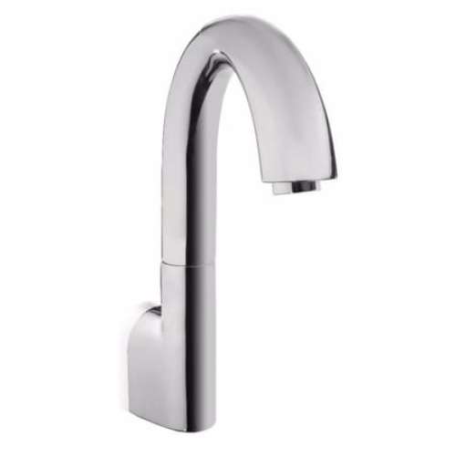Gooseneck Wall-Mount Electronic Bathroom Faucet with 10s Controller and Mixing Valve in Polished Chrome, 0.5 GPM