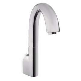 Gooseneck Wall-Mount Electronic Bathroom Faucet with 10s Controller and Mixing Valve in Polished Chrome, 1.0 GPM