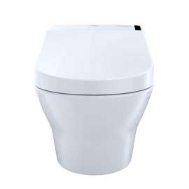 MH CWT4372047MFG-3#01 1.28 and 0.9 GPF One-Piece D-Shape Dual Flush Wall-Hung Round Toilet with Copper Supply Line in Cotton