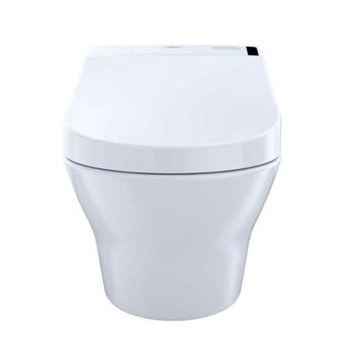 1.28 and 0.9 GPF One-Piece D-Shape Dual Flush Wall-Hung Round Toilet with Copper Supply Line in Cotton