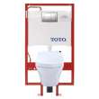 1.28 and 0.9 GPF One-Piece D-Shape Dual Flush Wall-Hung Round Toilet with Copper Supply Line in Cotton