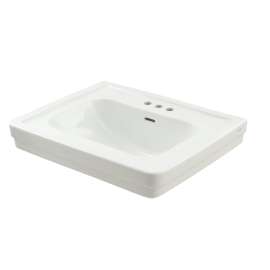 27-1/2-in Pedestal Bathroom Sink with 3 Faucet Holes Drilled and Overflow, Less Pedestal