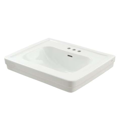 27-1/2-in Pedestal Bathroom Sink with 3 Faucet Holes Drilled and Overflow, Less Pedestal