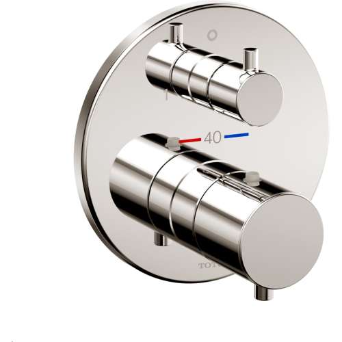 Round Thermostatic Mixing Valve with Two-way Diverter Trim in Polished Nickel