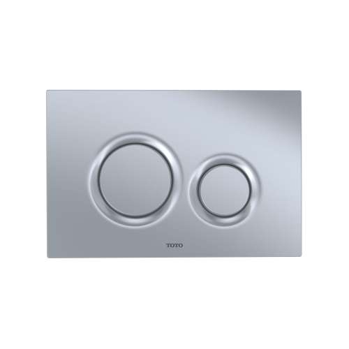 Dual Button Push Plate with Round Buttons for In-Wall Tank Systems in Matte Silver