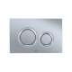 Dual Button Push Plate with Round Buttons for In-Wall Tank Systems in Matte Silver
