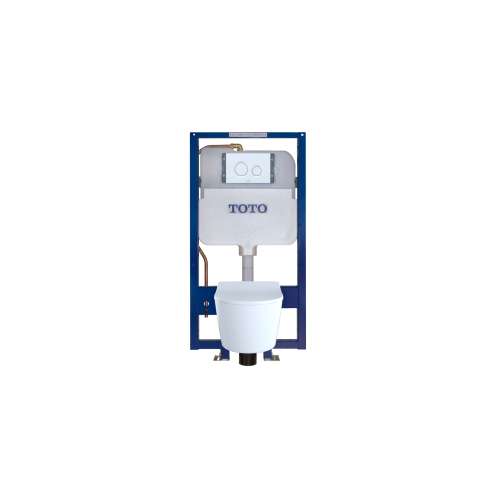 1.28 and 0.9 GPF Wall-Hung One-Piece D-Shape Toilet and In-Wall Tank System with Dual Flush in White