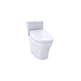 1.0 and 0.8 GPF One-Piece Elongated Toilet with Dual Flush and and without Auto Flush in Cotton