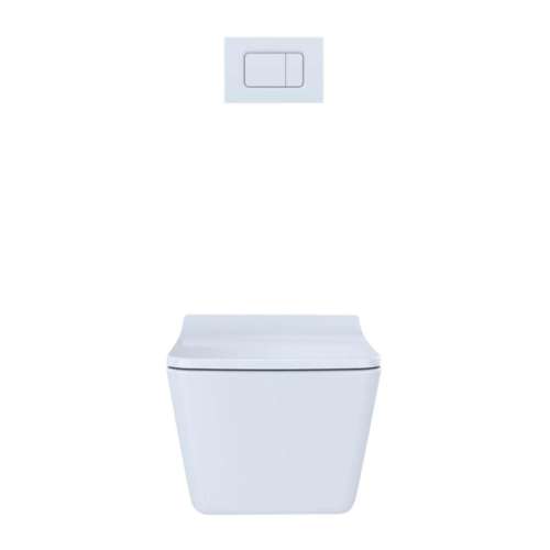 1.28 and 0.9 GPF Wall-Hung One-Piece Square-Shape Toilet and In-Wall Tank System with Dual Flush in White