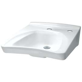 Wheelchair Users 20-1/2-in Wall Mounted Bathroom Sink with Single Faucet Hole and Soap Dispenser Hole Drilled and Overflow