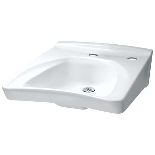 Wheelchair Users 20-1/2-in Wall Mounted Bathroom Sink with Single Faucet Hole and Soap Dispenser Hole Drilled and Overflow