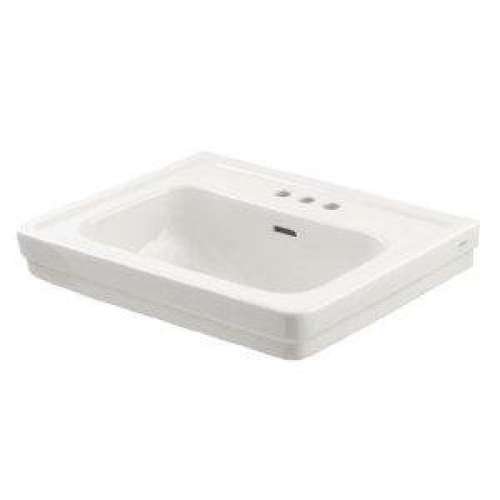 24-in Pedestal Bathroom Sink with 3 Faucet Holes Drilled and Overflow, Less Pedestal