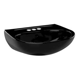 Supreme LT241.4#51 22-7/8-in Wall Mounted Bathroom Sink with 3 Faucet Holes Drilled and Overflow in Ebony