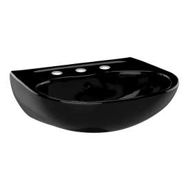 22-7/8-in Wall Mounted Bathroom Sink with 3 Faucet Holes Drilled and Overflow in Ebony