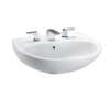 26-in Wall Mounted Bathroom Sink with 3 Faucet Holes Drilled, Overflow and SanaGloss Ceramic Glaze in Cotton
