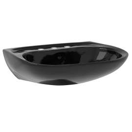 26-in Wall Mounted Bathroom Sink with 3 Faucet Holes Drilled and Overflow in Ebony